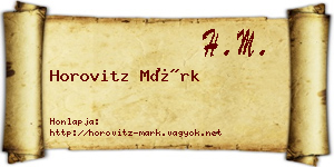 Horovitz Márk névjegykártya